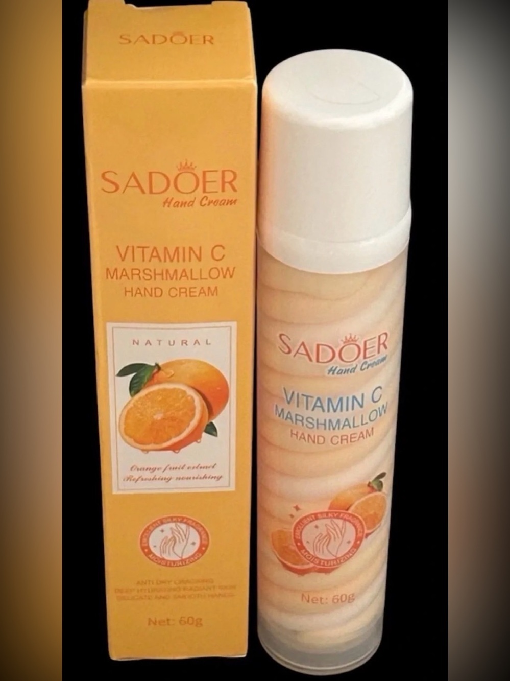 SADOER Sealed Swirl Vitamin C Marshmallow Hand Cream – Orange Extract 2.5 Oz